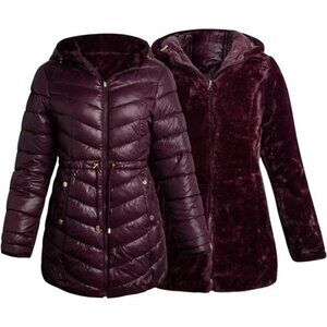 Women's Winter Puffer Jacket Faux Fur Lined Long Coat